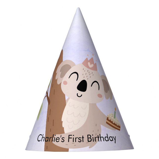Chapeaux De Fêtes Koala avec gâteau d'anniversaire (Devant)