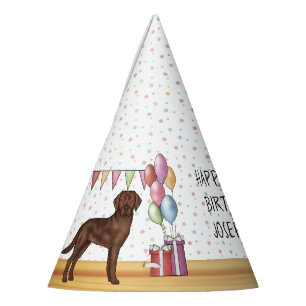 Chapeaux De Fêtes Labrador Retriever Chocolat Joyeux Anniversaire