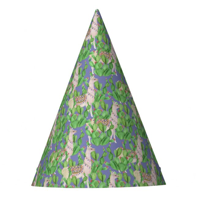 Chapeaux De Fêtes Lama d'aquarelle et motif de Catus (Devant)