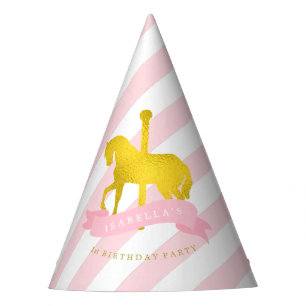 Chapeaux De Fêtes L'anniversaire de carrousel de la fille rose de
