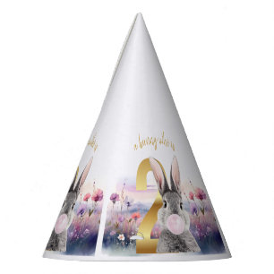 Chapeaux De Fêtes Lapin Deuxième Anniversaire soufflant du bubble gu