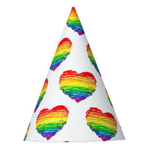 Chapeaux De Fêtes Le cœur arc-en-ciel de SlipperyJoe griffonné tourb