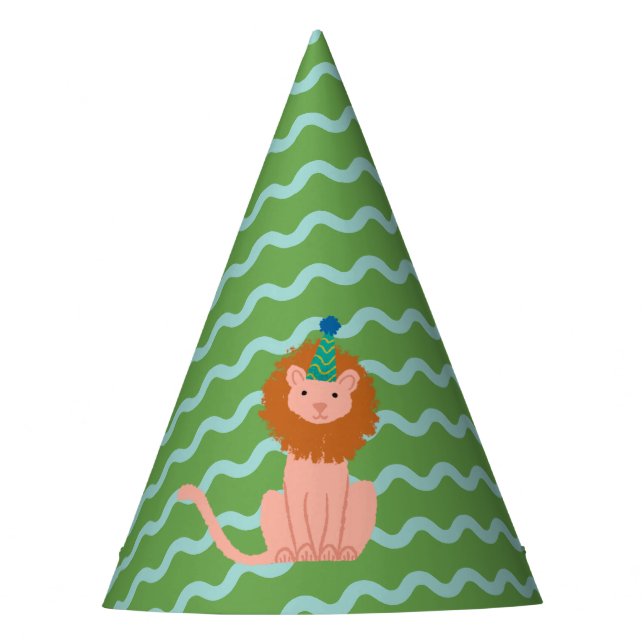Chapeaux De Fêtes Le Lion Aqua Wavy Stripes sur le vert (Devant)