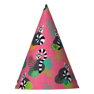 Chapeaux De Fêtes Lémurs tropicaux - rose