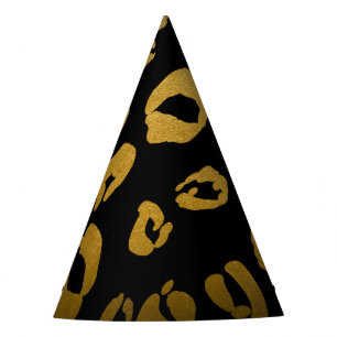 Chapeaux De Fêtes Leopard Cheetah Black Gold Jungle fête d'anniversa