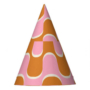 Chapeaux De Fêtes Les années 70 rétro : Motif ondulé rose or.