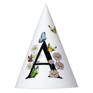 Chapeaux De Fêtes Lettre A Floral Butterfly Monogramme initial