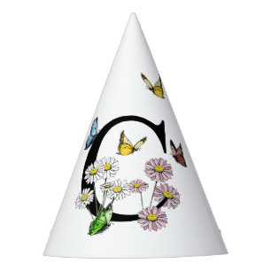 Chapeaux De Fêtes Lettre C Floral Butterfly Monogramme initial