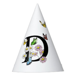Chapeaux De Fêtes Lettre D Monogramme de papillon floral