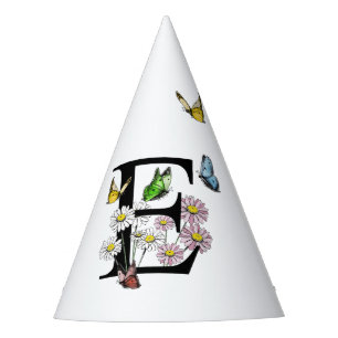 Chapeaux De Fêtes Lettre E Monogramme de papillon floral