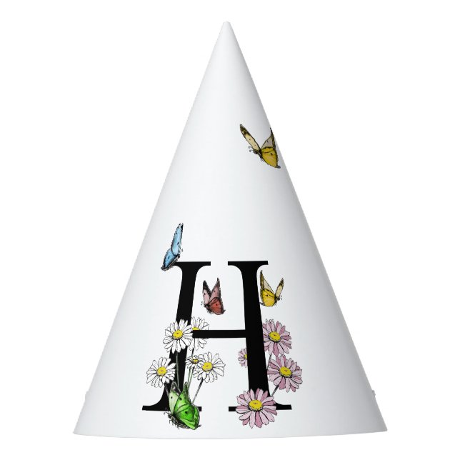 Chapeaux De Fêtes Lettre H Floral Papillon Monogramme initial (Devant)