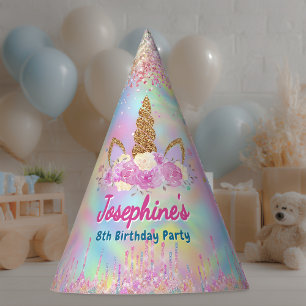 Chapeaux De Fêtes Licorne arc-en-ciel rose aqua personnalisé pour an