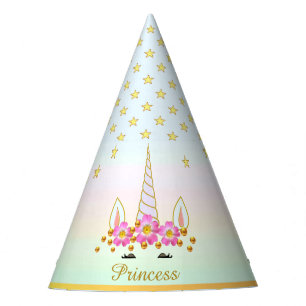 Chapeaux De Fêtes Licorne, Fleurs, Étoiles & Confettis Dorés