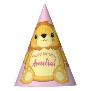 Chapeaux De Fêtes Lion fête d'anniversaire rose