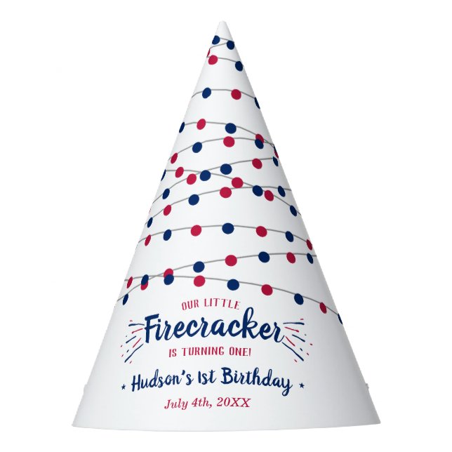 Chapeaux De Fêtes Little Firecracker 4 juillet 1er anniversaire (Devant)