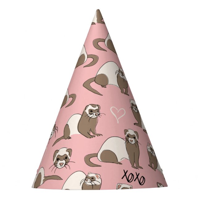 Chapeaux De Fêtes Love Ferrets - Rose (Devant)