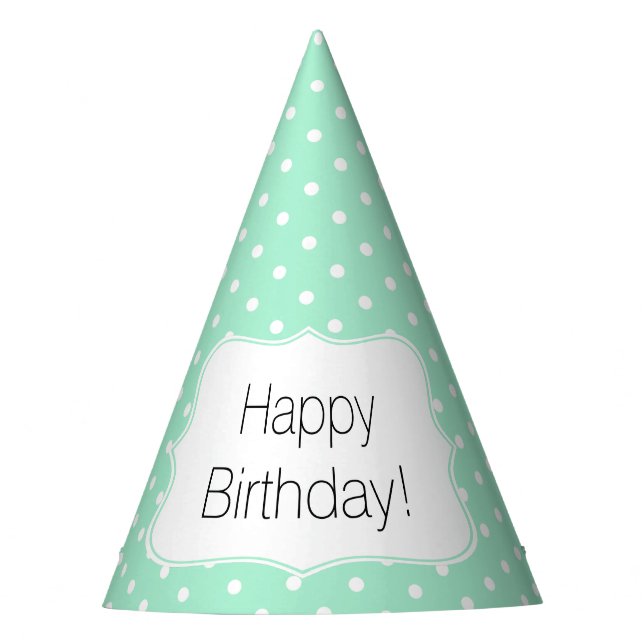 Chapeaux De Fêtes Magic Mint et White Polka Dot Anniversaire (Devant)
