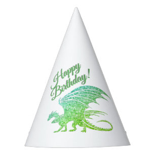Chapeaux De Fêtes Magnifique Dragon de Mosaïque Verte Anniversaire