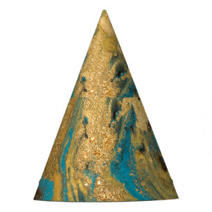 Chapeaux De Fêtes Maillage d'or : texture de marbre bleu.