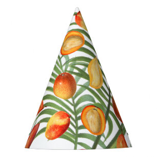 Chapeaux De Fêtes Mango vintage et verdure Motif de fruits d'été
