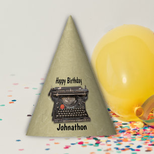 Chapeaux De Fêtes Manuel Vintage Anniversaire Machine à écrire noir 