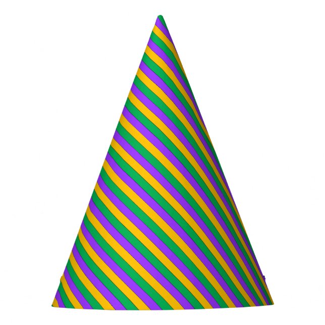 Chapeaux De Fêtes Mardi Gras Stripes Motif violet vert jaune (Devant)