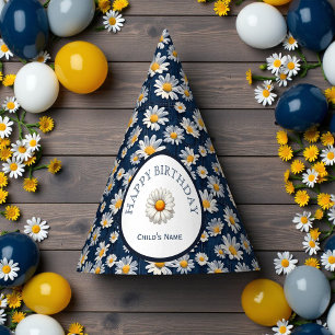 Chapeaux De Fêtes Marguerites sur un Anniversaire en Denim Bleu