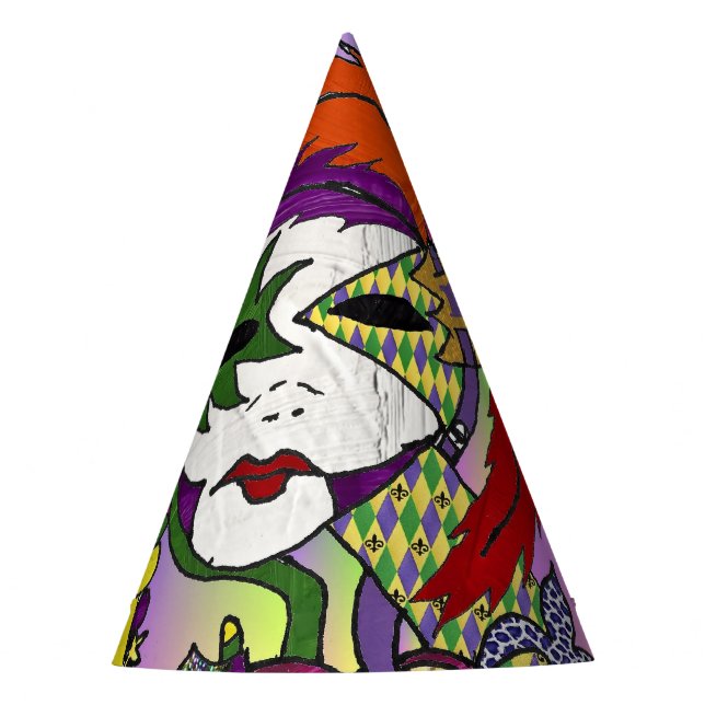 Chapeaux De Fêtes Masque de plumes de Mardi Gras psychédélique (Devant)