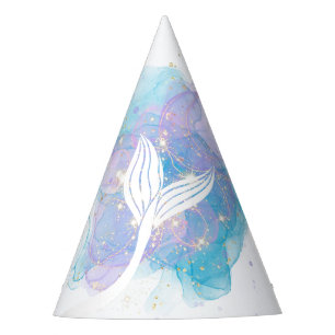 Chapeaux De Fêtes Mermaid Tail Aquarelle Mer Anniversaire