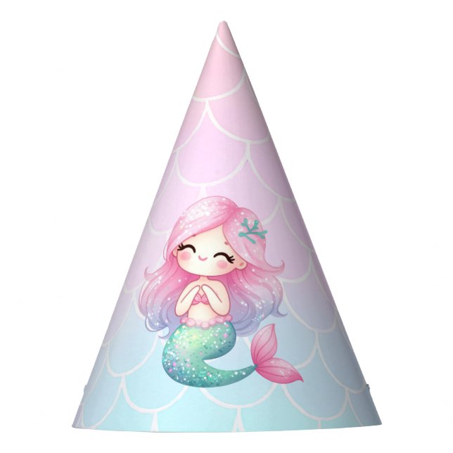 Chapeaux De Fêtes Mermaid Tail Teal Pink Girly Birthday (Devant)