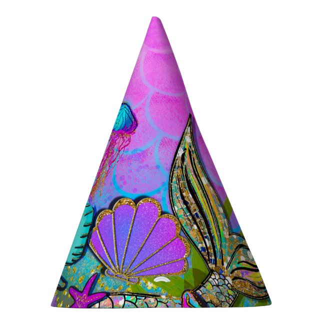 Chapeaux De Fêtes Mermaiers & Sea Shells Pink Sparkly Party (Droite)