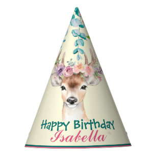 Chapeaux De Fêtes mignon Cerf safari animaux jungle Fleur Anniversai