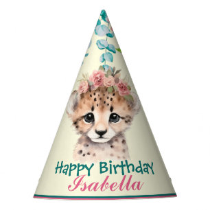 Chapeaux De Fêtes mignon Cheetah safaris animaux jungle Fleur Annive