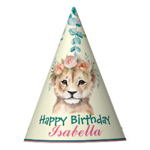 Chapeaux De Fêtes mignon Lion safaris animaux jungle Fleur Anniversa