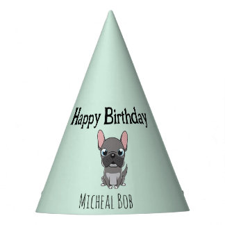 Chapeaux De Fêtes Mignon pug gris joyeux anniversaire nom personnali