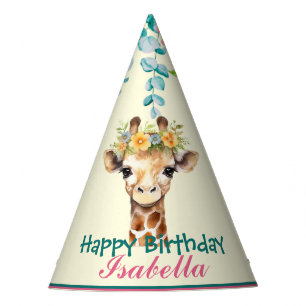 Chapeaux De Fêtes mignonne Giraffe safari animaux jungle Fleur Anniv