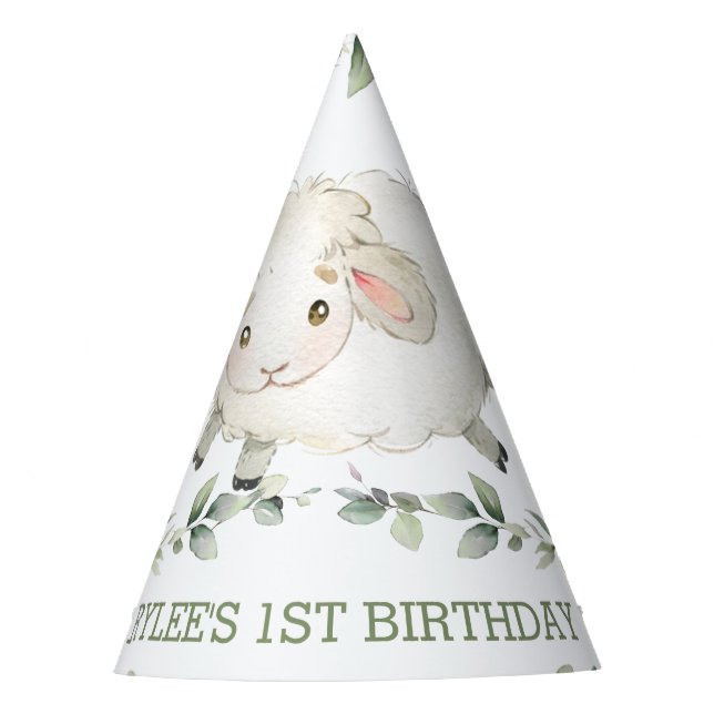 Chapeaux De Fêtes Mignonne Moutons Ferme Verdure 1er anniversaire Ga (Devant)