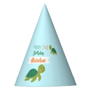 Chapeaux De Fêtes Mignonne Tortue verte Mer Bleue Anniversaire