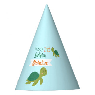 Chapeaux De Fêtes Mignonne Tortue verte Mer Bleue Anniversaire