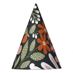 Chapeaux De Fêtes Mignons lapins blancs, motif vintage fleuri.