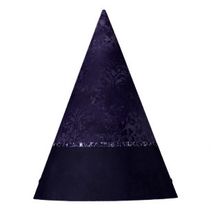 Chapeaux De Fêtes Minuit Indigo Romance Satiny Grunge Damask
