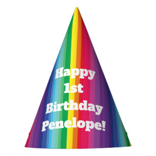 Chapeaux De Fêtes Mod Rainbow Colorée 1ère fête d'anniversaire