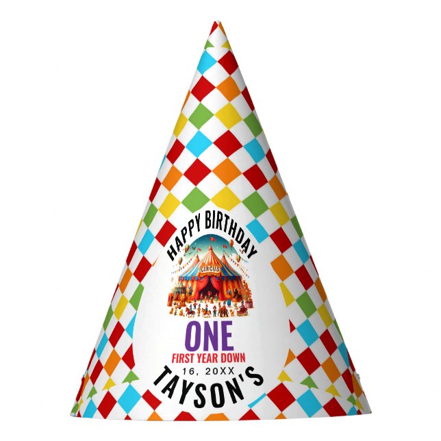 Chapeaux De Fêtes Modern Cute Circus Carnival 1st Birthday (Devant)