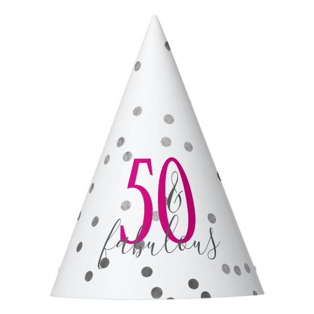 Chapeaux De Fêtes Moderne 50 & Fabuleux Anniversaire Confetti Casque (Devant)