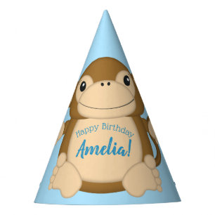 Chapeaux De Fêtes Monkey Birthday Party Blue