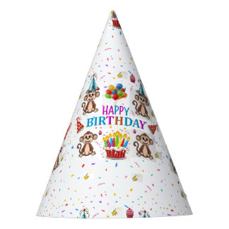 Chapeaux De Fêtes Monkey Cupcakes Happy Birthday Paper