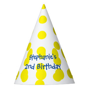 Chapeaux De Fêtes Monogrammes épars Pois Jaune Anniversaire
