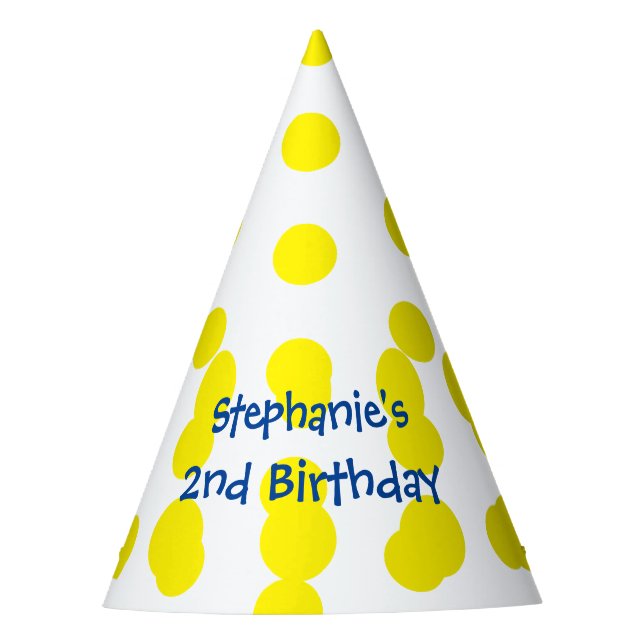 Chapeaux De Fêtes Monogrammes épars Pois Jaune Anniversaire (Devant)