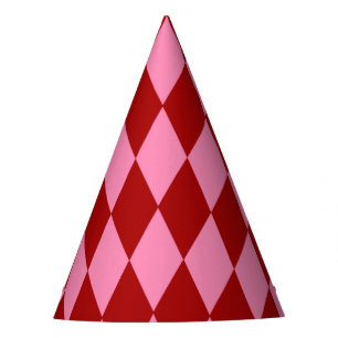 Chapeaux De Fêtes Motif à carreaux Harlequin rose rouge