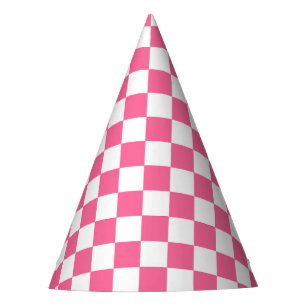 Chapeaux De Fêtes Motif À damiers chèque rose blanc